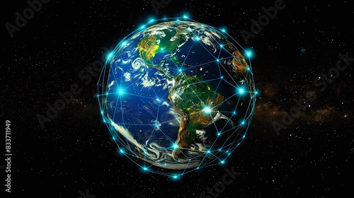 Fototapeta Naklejka Na Ścianę i Meble -  earth with connection effect in space, for business background
