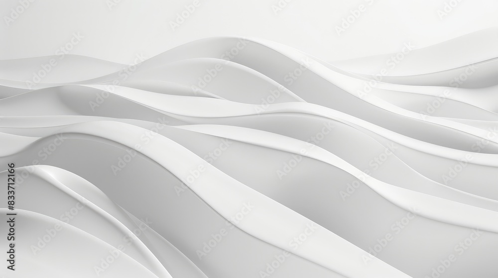Obraz premium Smooth and clean white wave-like forms transition into a pristine backdrop, embodying minimalist aesthetics.