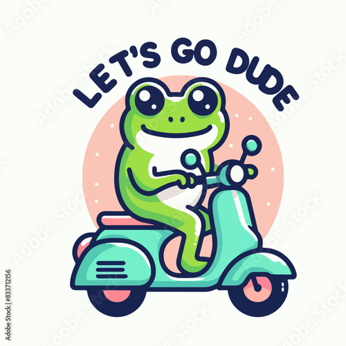 cool frog vector riding a scooter t-shirt art design