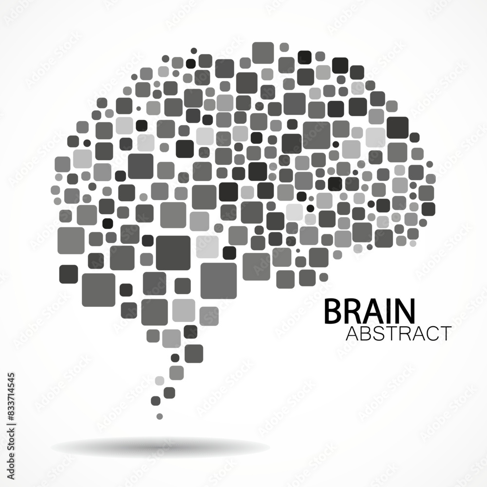 Fototapeta premium Abstract brain of squares on white background, concept artificial intelligence