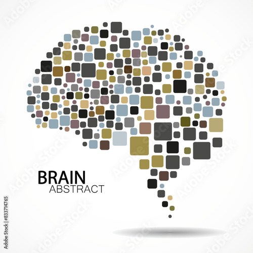 Abstract brain of squares on white background, concept artificial intelligence