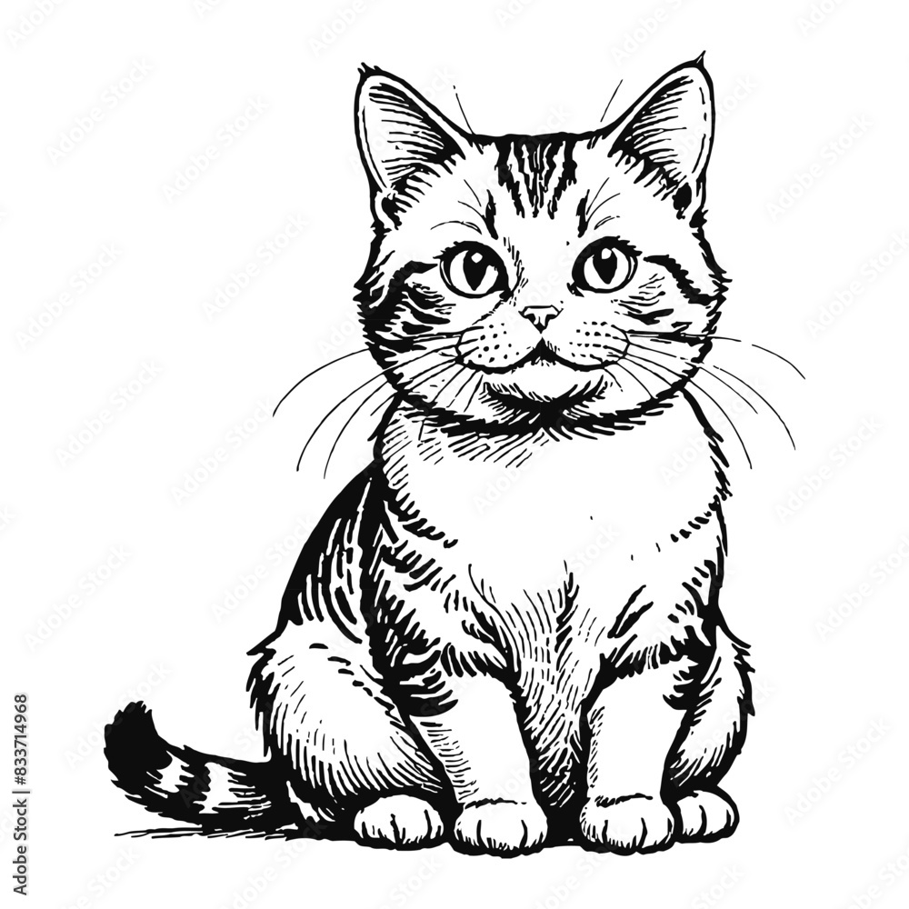 Munchkin Cat Hand Drawn Engraved Ink Line Art Sketch Illustration Munchkin Cat Hand Drawn Engraved Ink Line Art Sketch Illustration