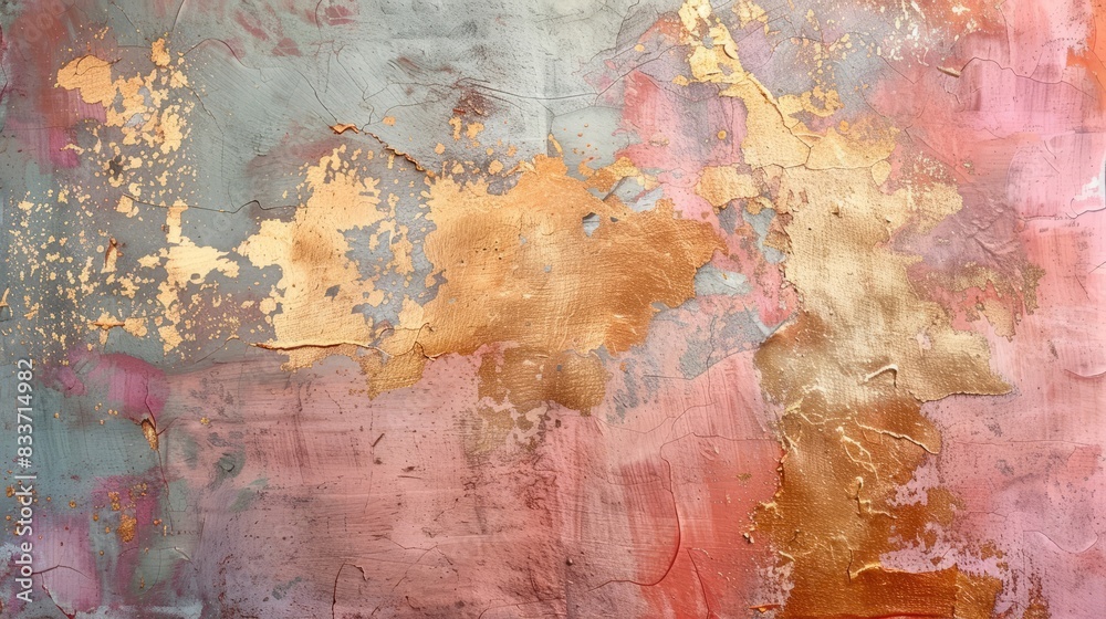 Fototapeta premium Pastel color Venetian plaster Wall Background. Beautiful Abstract Decorative Stucco Surface. Design interior. Coral Texture With Copy Space for design.