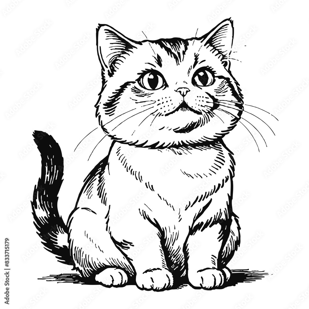 Munchkin Cat Hand Drawn Engraved Ink Line Art Sketch Illustration Munchkin Cat Hand Drawn Engraved Ink Line Art Sketch Illustration