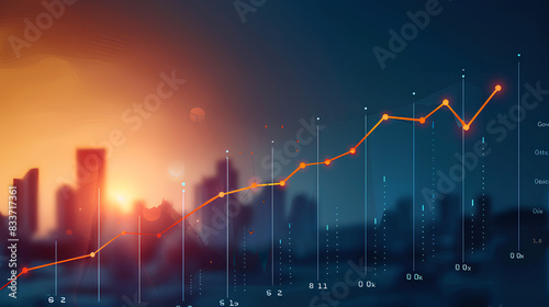 A graph charting the steady upward trajectory of a business's growth over time. 