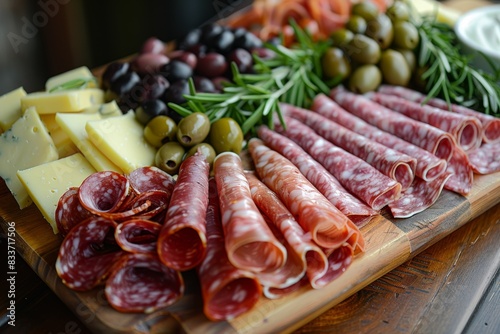 italian antipasto items, serve a traditional italian antipasto platter with mortadella, olives, and cheese the ideal starter for hosting guests