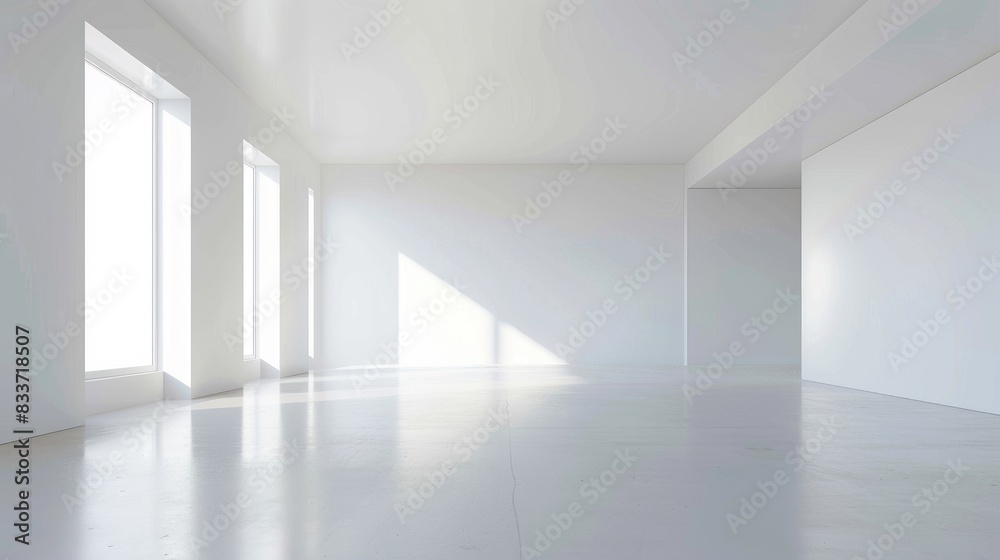 Abstract composition showcasing pristine white surfaces with ample clean space, ideal for minimalist themes Abstract composition showcasing pristine white surfaces with ample clean space, ideal for minimalist themes