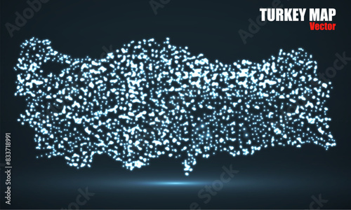 Abstract map of Turkey with glowing particles