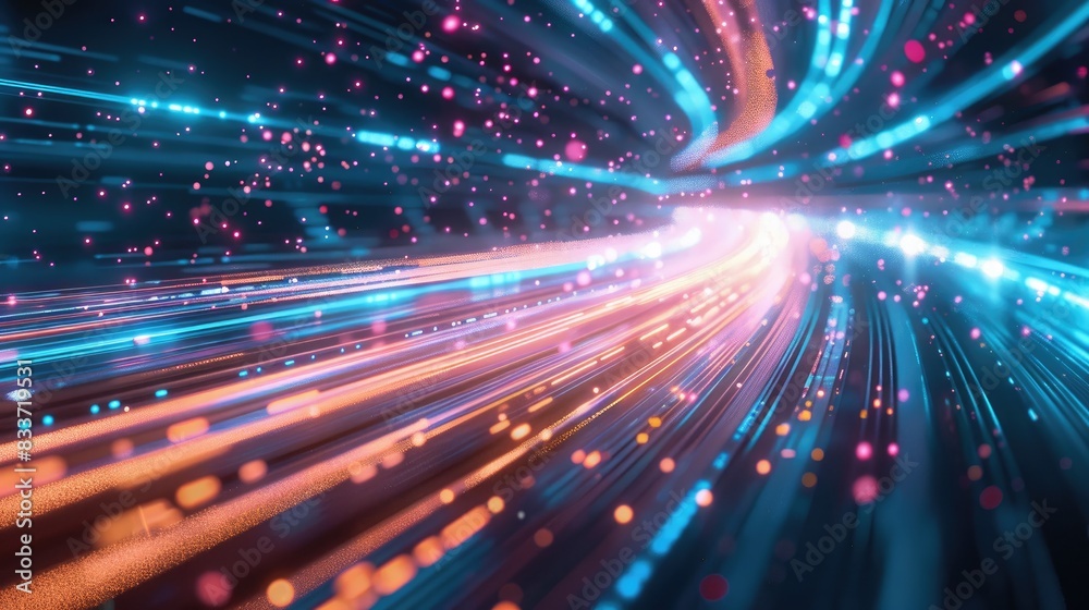 Dynamic high-speed data network with slick, glossy, and glowing lines of light Dynamic high-speed data network with slick, glossy, and glowing lines of light