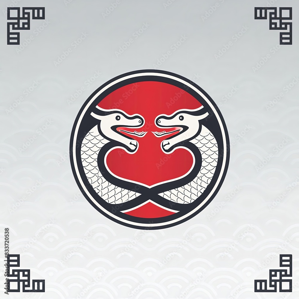 chinese new years iconic that combines a fierce snake head and chinese elemen chinese new years iconic that combines a fierce snake head and chinese elemen