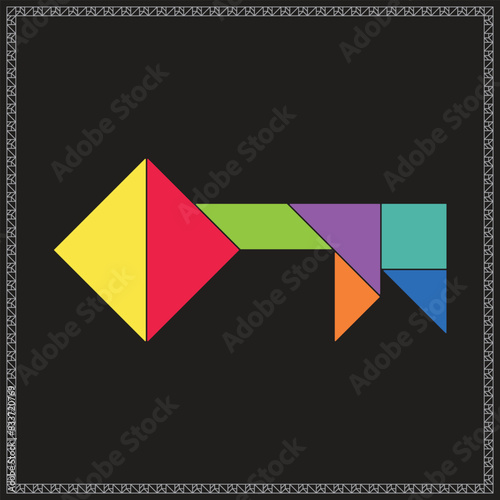 Free Download Tangram Puzzle Key Vector Colorful Geometric Illustration - GFXLoad