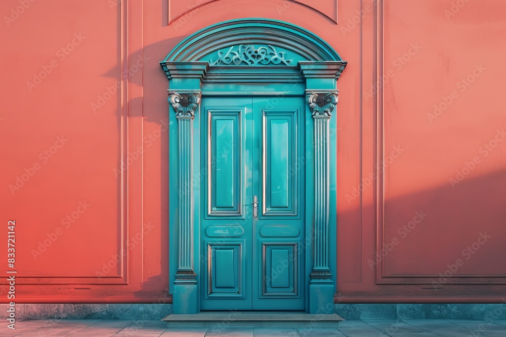 door with a frame is in front of a wall door with a frame is in front of a wall