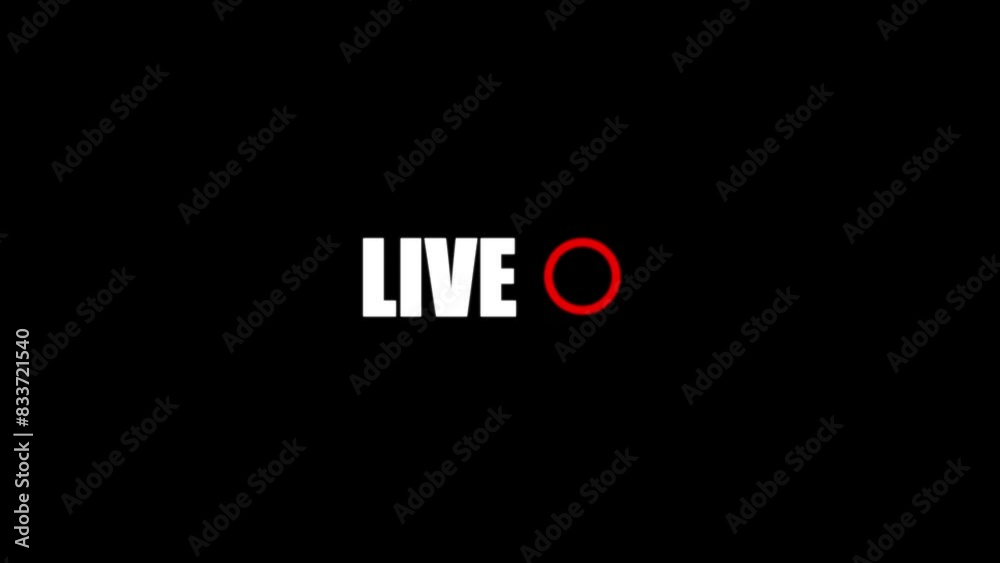 live button in the social media, broadcast sign on internet and black background