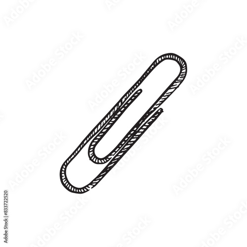 Paper clip illustration, line drawn by hand in black and white.