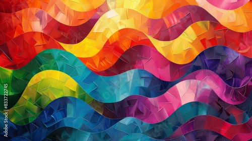 Abstract Rainbow Patterns, Artistic representations of rainbows with dynamic shapes and bright colors