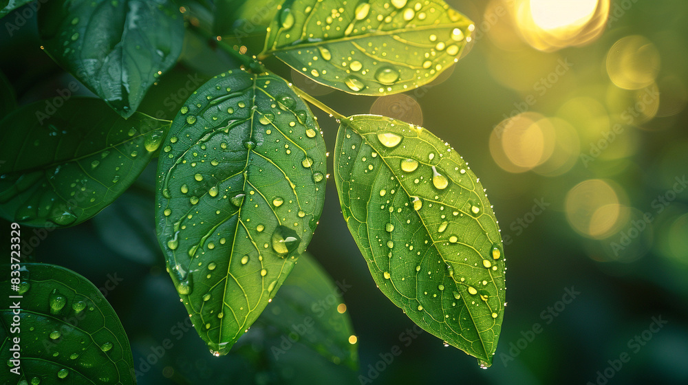 close up raindrops on leaves bright lighting save planet concept close up raindrops on leaves bright lighting save planet concept