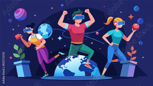 The thrill of competition and the satisfaction of improving ones physical fitness all in one package as players join a global VR fitness league and. Vector illustration