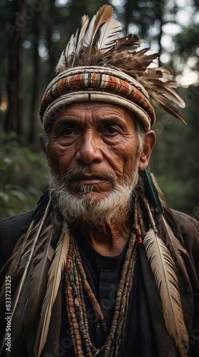 portrait of an indigenous man, cacique © Octavio