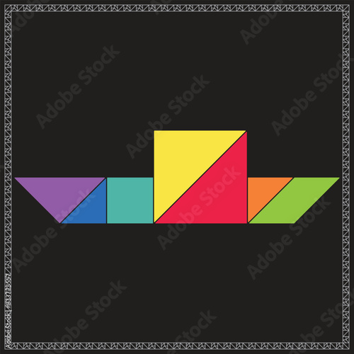 Free Download Tangram Puzzle Container ship Vector Colorful Geometric Illustration - GFXLoad