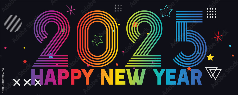 Happy new year 2025 with typography number logo. 2025 new year Happy new year 2025 with typography number logo. 2025 new year