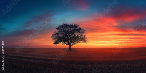 A tree stands in a field of tall grass