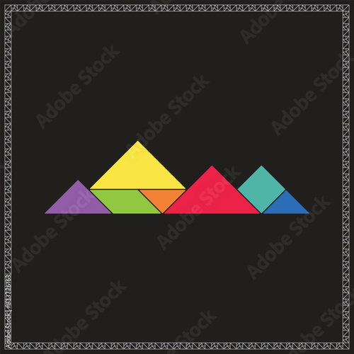 Tangram Puzzle Mountain belt Vector Colorful Geometric Illustration