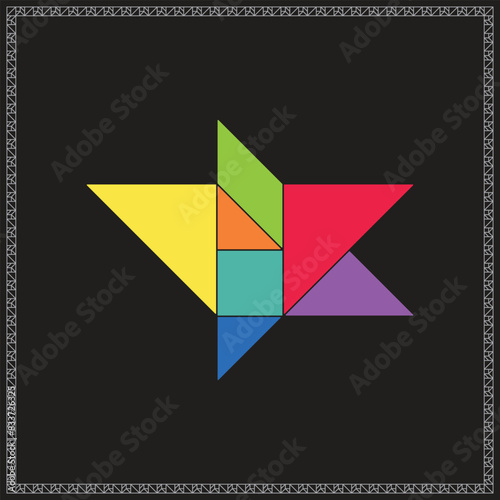 Tangram Puzzle Star Vector Colorful Geometric Illustration