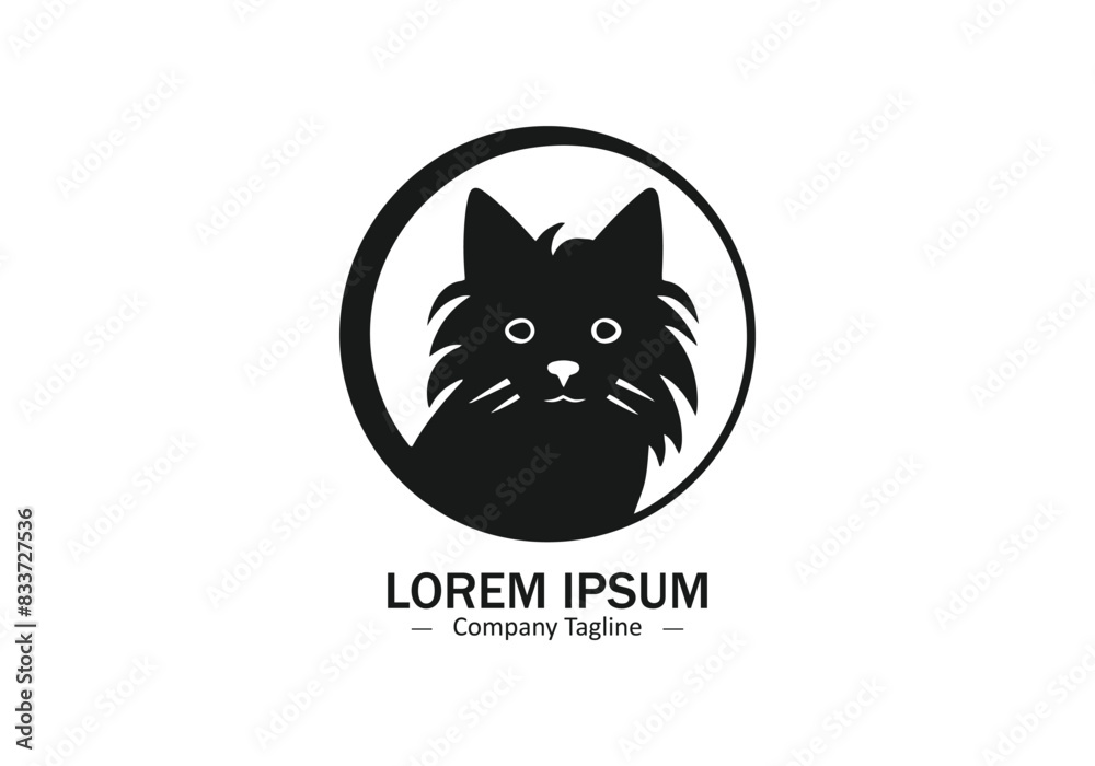 Cat face in circle Logo Design icon vector silhouette isolated Cat face in circle Logo Design icon vector silhouette isolated