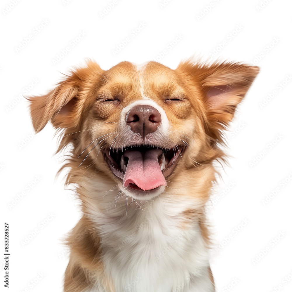 Happy Puppy dog smiling isolated on white background