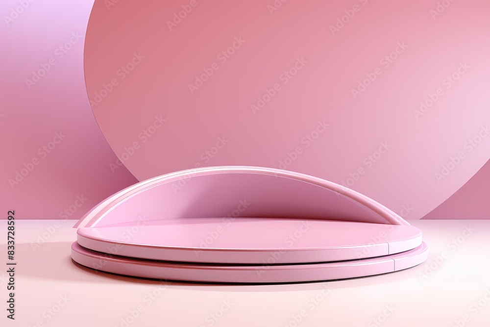 3D rendering of pink podium minimal scene. Abstract background with pastel colors. 3D rendering of pink podium minimal scene. Abstract background with pastel colors.