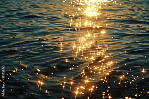 The shimmering dance of sunlight on the oceana??s surface photo