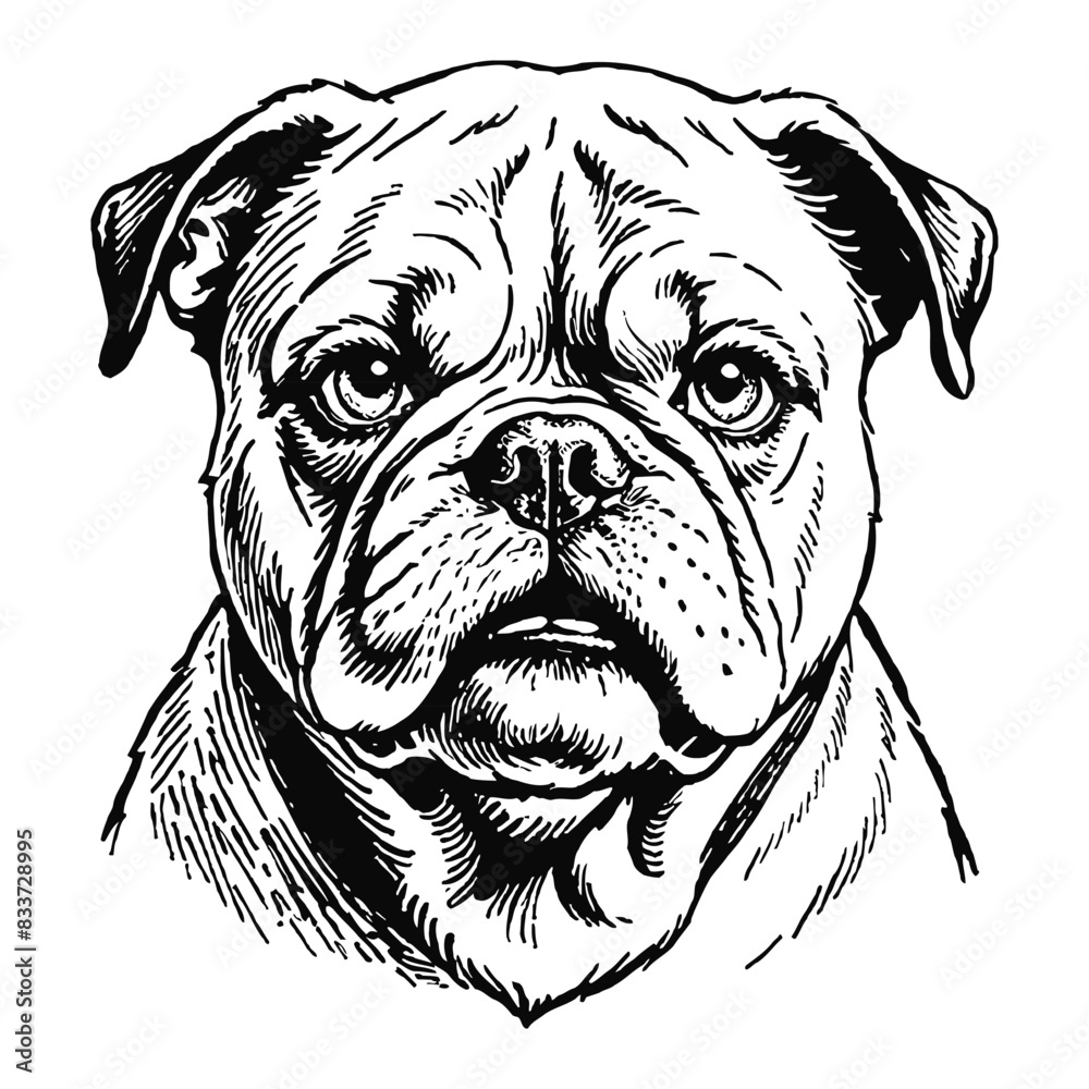 Bulldog Dog Hand Drawn Engraved Ink Line Art Sketch Illustration Bulldog Dog Hand Drawn Engraved Ink Line Art Sketch Illustration