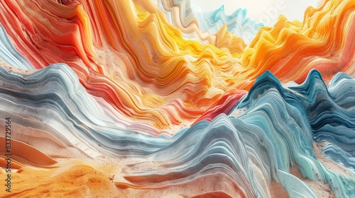 Abstract Rock Formations, Artistic representations of rock formations with dynamic shapes and bright colors