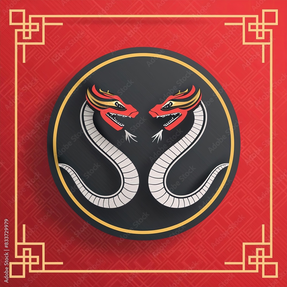 chinese new years iconic that combines a fierce snake head and chinese elemen chinese new years iconic that combines a fierce snake head and chinese elemen