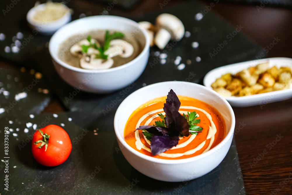 Assorted Food Bowls on a Table