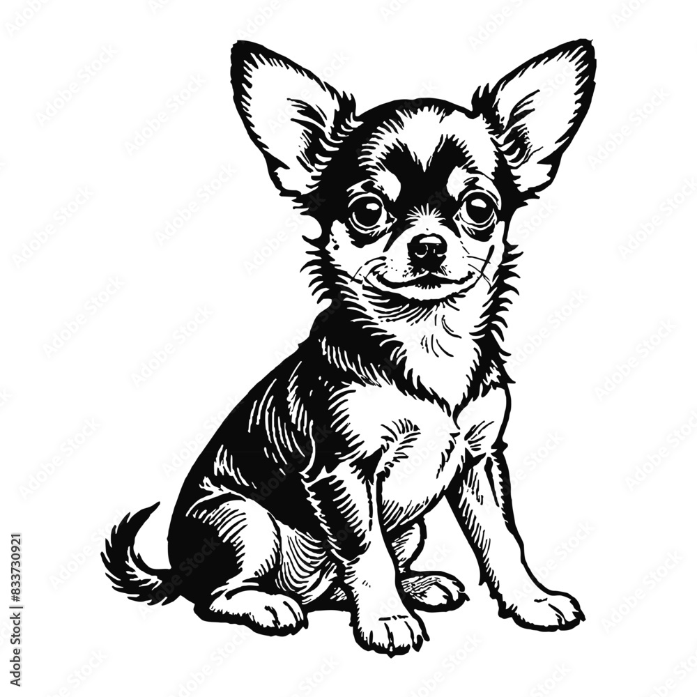 Chihuahua Dog Puppy Hand Drawn Engraved Ink Line Art Sketch Illustration Chihuahua Dog Puppy Hand Drawn Engraved Ink Line Art Sketch Illustration