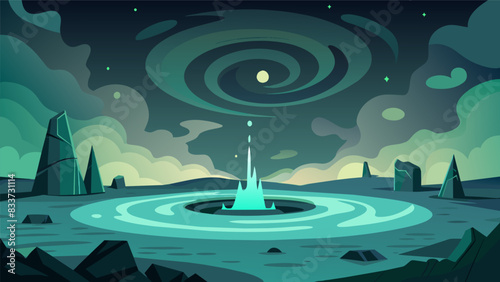With eerie fog swirling above the cooling pond appears to be a mystical gateway to another dimension yet it holds only the potential dangers of. Vector illustration