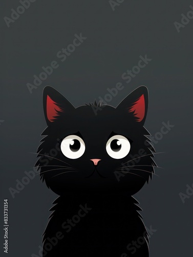 Black and white cat portrait with bright eyes and fluffy fur
