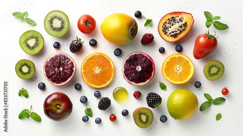 A Vibrant Collection of Fresh Fruits and Vegetables  Arranged for a Colorful and Healthy Display.