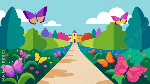 Vibrant butterfly bushes line the pathways of the church grounds attracting a flurry of colorful winged creatures thanks to the hard work of. Vector illustration