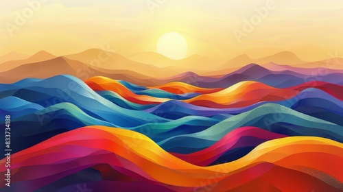 Abstract Desert, A desert with abstract shapes and vibrant colors