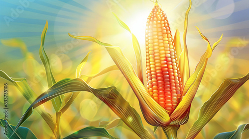 illustration of ears of corn, close up a corn