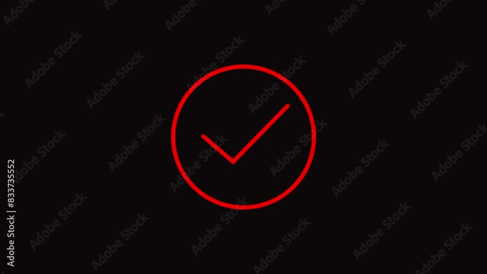 Check line icon inside circle, positive mark, black outline, line icon animation. Check line icon inside circle, positive mark, black outline, line icon animation.