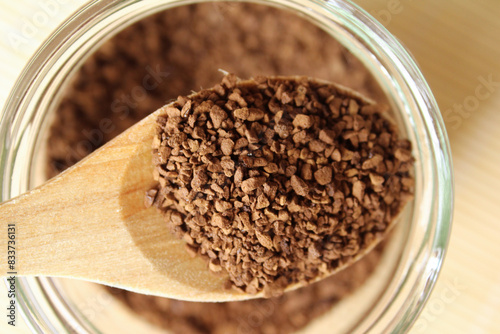 Instant coffee grains photo