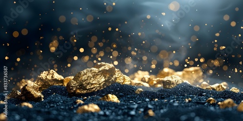 The Success of Gold Mining Stocks in the Stock Market. Concept Gold Mining Industry, Stock Market Trends, Investment Strategies, Precious Metals Trading, Economic Analysis photo