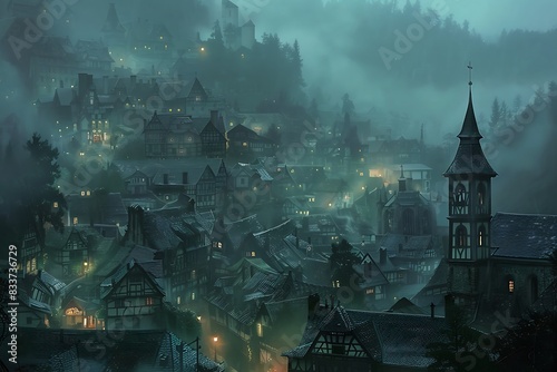 The soft glow of twilight enveloping a sleepy town © crescent
