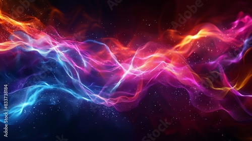 Abstract Electric Fields, Dynamic patterns representing electric fields with glowing lines
