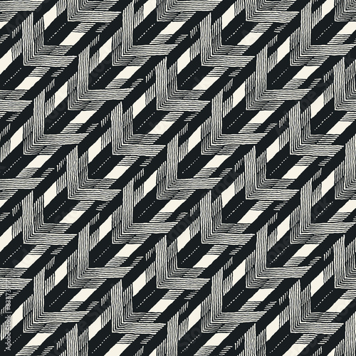 Monochrome Slanted Herringbone Textured Pattern