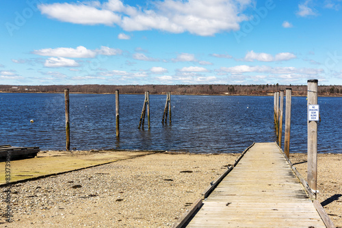 The boat ramp at Stockton Springs harbor in the spring with no additional floats in the water.