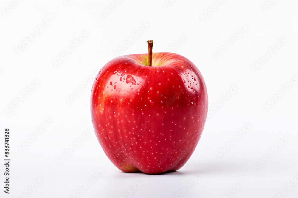 Single shiny red apple fruit on white background Single shiny red apple fruit on white background